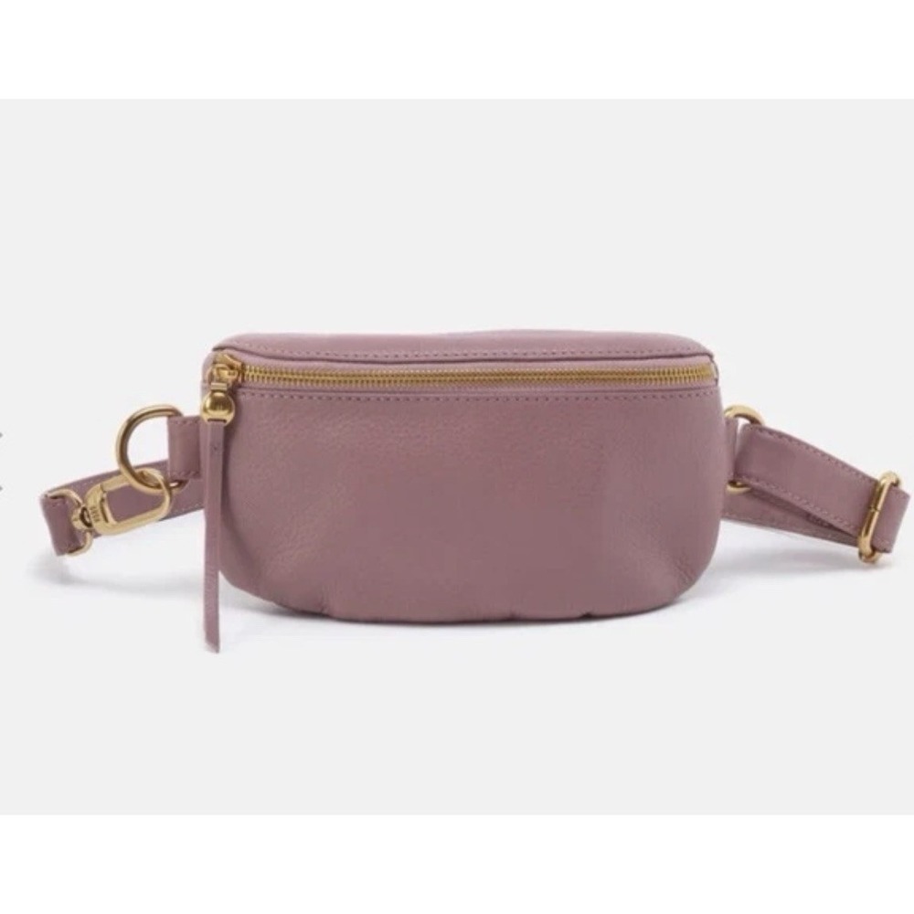 Hobo Mauve Leather Fern Belt Bag/crossbody with Pockets And Zip Closure #59